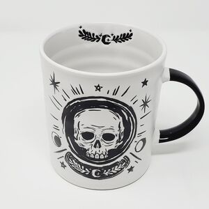 Skull Mug Black And White Ceramic